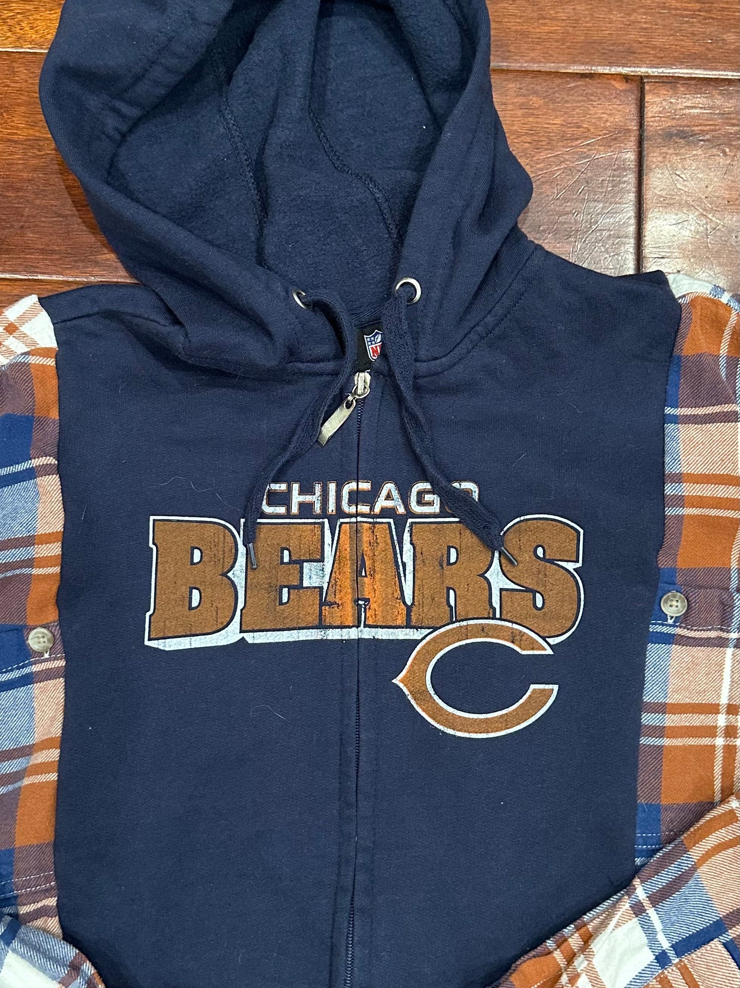 Chicago Bears Flannel Sweatshirt Zip-up - XS to M