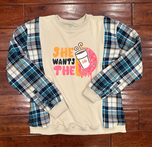 Dunkin Donuts Flannel Sweatshirt - L to 2XL