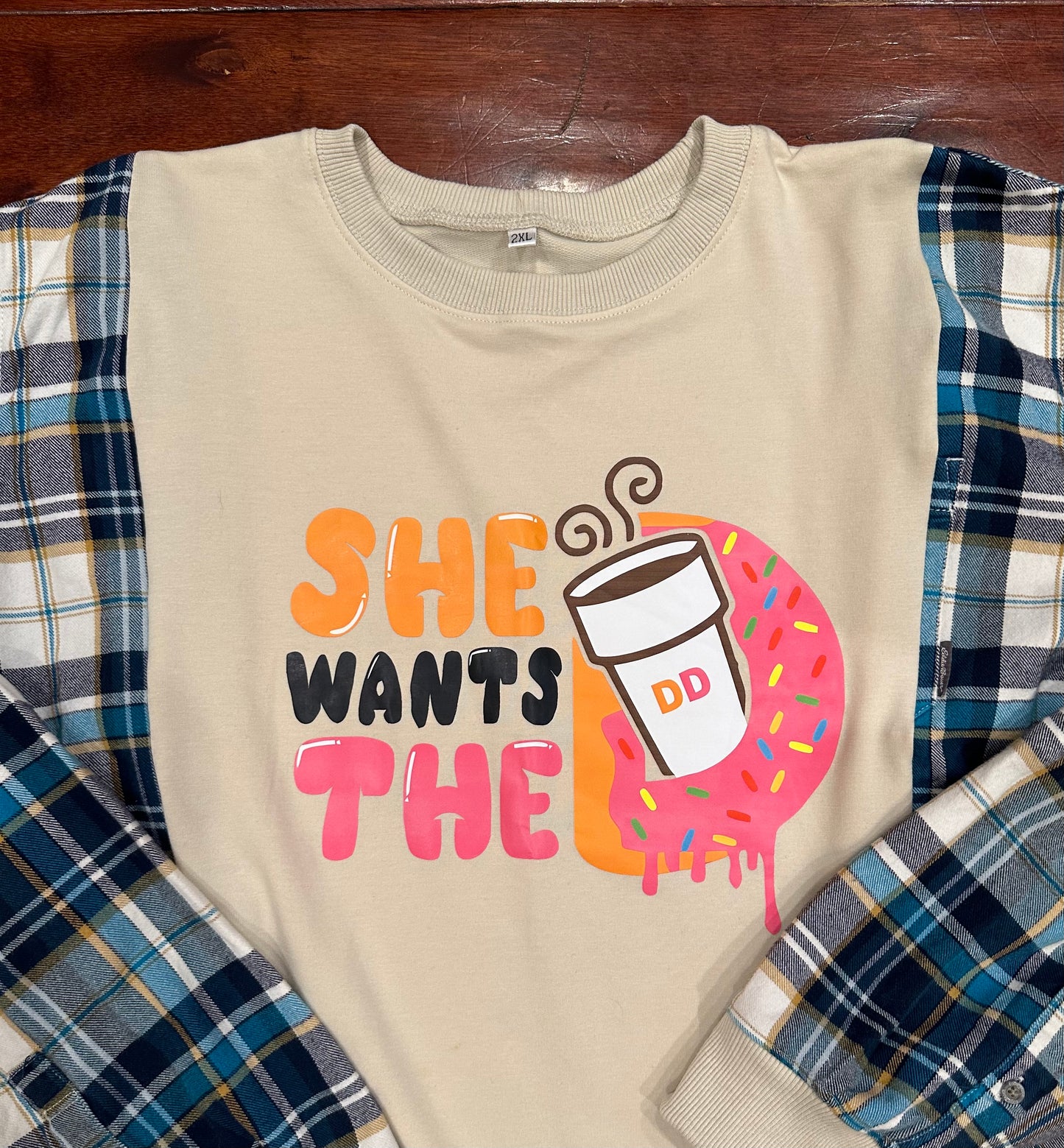 Dunkin Donuts Flannel Sweatshirt - L to 2XL